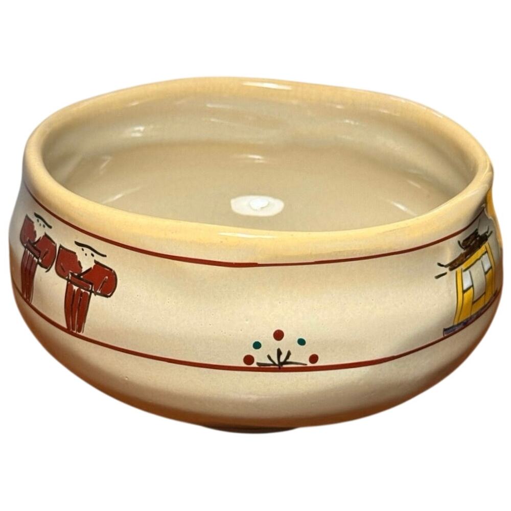 Vintage Akahada Ware Nara-e Matcha Chawan Tea Bowl Signed Ohshio Shozan Japan